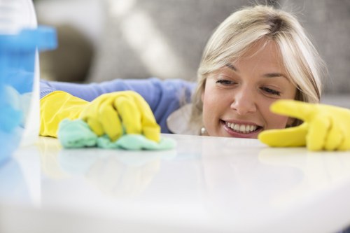Local technician cleaning a mattress in a Hackney flat